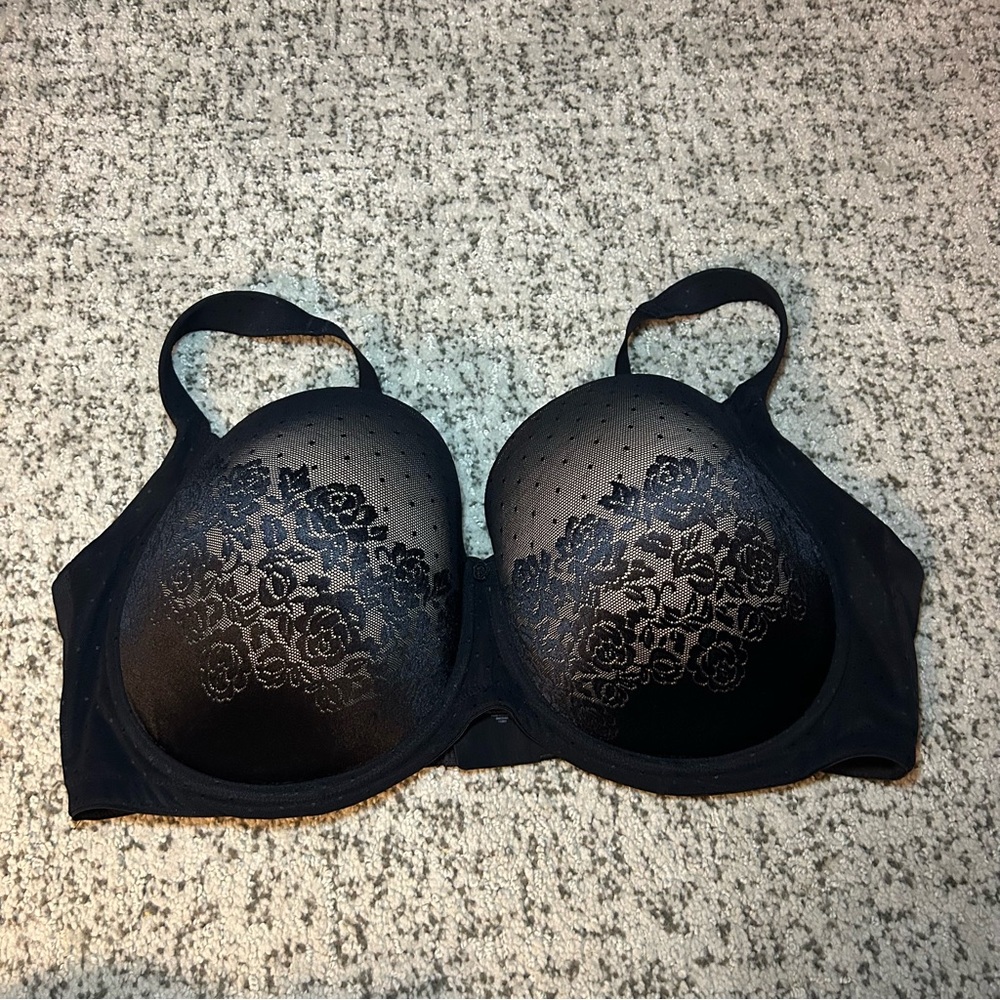 Soma Black Floral Lace Stunning Support Full Coverage Underwire Bra Size 42G